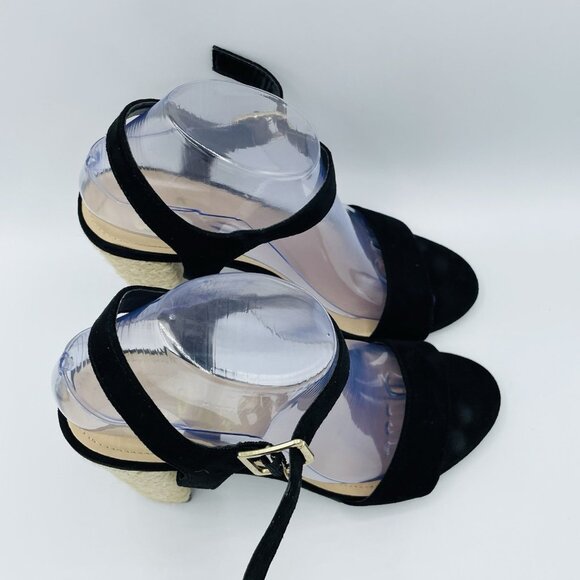 Lulus Shoes Womens Size 8.5 Black High Heels Espadrille Maeve Comfort Sandals - Picture 3 of 12